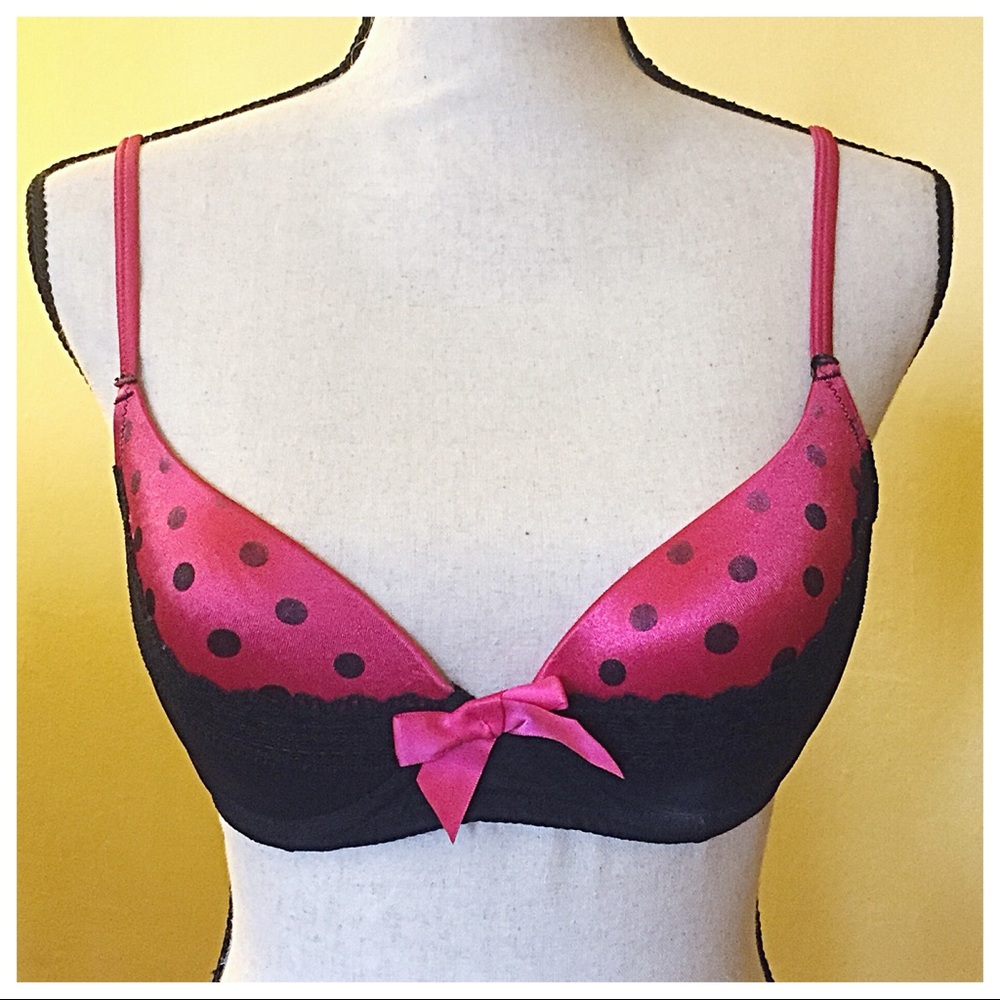 🌈Pink black polka dot bra🌈